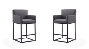Manhattan Comfort Ambassador Mid-Century Modern Counter Stool (Set of 2) Grey and Black 2-CS010-GY