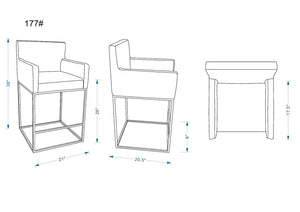 Manhattan Comfort Ambassador Mid-Century Modern Counter Stool (Set of 2) Grey and Black 2-CS010-GY