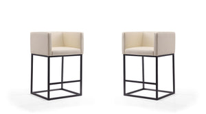 Manhattan Comfort Embassy Mid-Century Modern Counter Stool (Set of 2) Cream and Black 2-CS011-CR