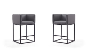 Manhattan Comfort Embassy Mid-Century Modern Counter Stool (Set of 2) Grey and Black 2-CS011-GY