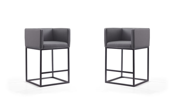 Manhattan Comfort Embassy Mid-Century Modern Counter Stool (Set of 2) Grey and Black 2-CS011-GY