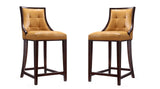 Manhattan Comfort Fifth Avenue Mid-Century Modern Counter Stool (Set of 2) Camel and Dark Walnut 2-CS012-CL