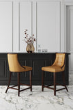 Manhattan Comfort Fifth Avenue Mid-Century Modern Counter Stool (Set of 2) Camel and Dark Walnut 2-CS012-CL