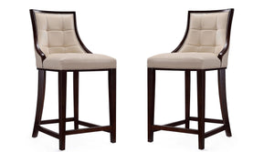 Manhattan Comfort Fifth Avenue Traditional Counter Stool (Set of 2) Cream and Dark Walnut 2-CS012-CR