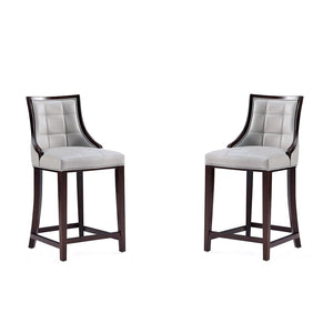 Manhattan Comfort Fifth Avenue Mid-Century Modern Counter Stool (Set of 2) Light Grey 2-CS012-LG