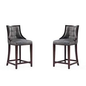 Manhattan Comfort Fifth Avenue Traditional Counter Stool (Set of 2) Pebble Grey 2-CS012-PE