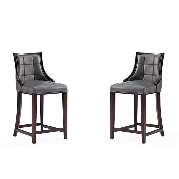 Manhattan Comfort Fifth Avenue Traditional Counter Stool (Set of 2) Pebble Grey 2-CS012-PE