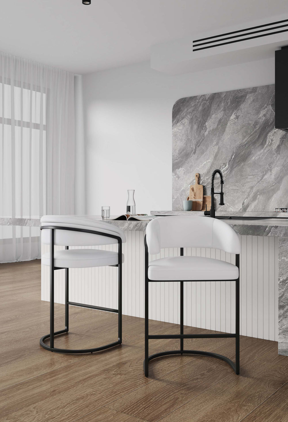 Augusta Counter Stool in White - Set of 2 2-CS018-WH Manhattan Comfort