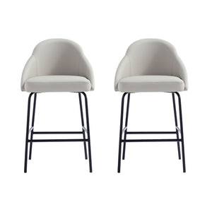 Manhattan Comfort Gracie Leatherette Counter Stools With Steel Legs For Elegant Dining Spaces – Timeless Design Stone And Black Steel 2-cs019-bst