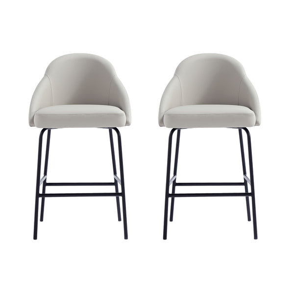 Manhattan Comfort Gracie Leatherette Counter Stools With Steel Legs For Elegant Dining Spaces – Timeless Design Stone And Black Steel 2-cs019-bst