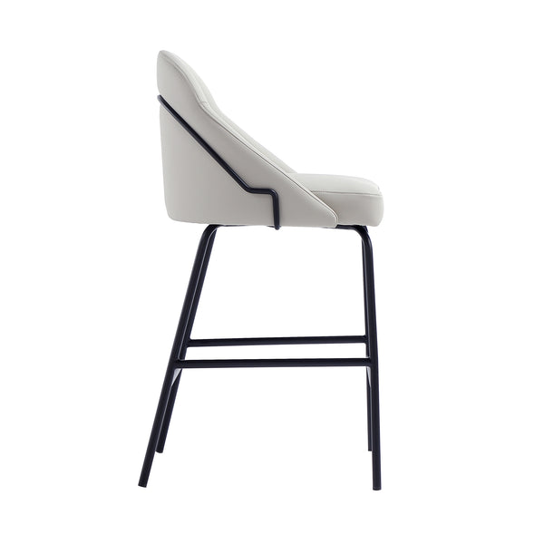 Manhattan Comfort Gracie Leatherette Counter Stools With Steel Legs For Elegant Dining Spaces – Timeless Design Stone And Black Steel 2-cs019-bst