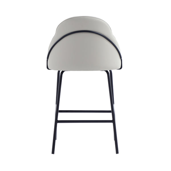 Manhattan Comfort Gracie Leatherette Counter Stools With Steel Legs For Elegant Dining Spaces – Timeless Design Stone And Black Steel 2-cs019-bst