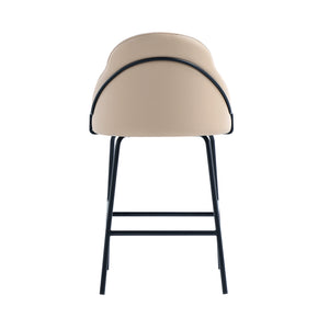 Manhattan Comfort Gracie Leatherette Counter Stools With Steel Legs For Elegant Dining Spaces – Timeless Design Tan And Black Steel 2-cs019-btn