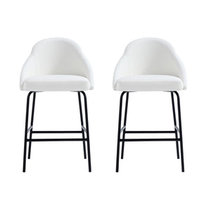 Manhattan Comfort Gracie Leatherette Counter Stools With Steel Legs For Elegant Dining Spaces – Timeless Design White And Black Steel 2-cs019-bwh