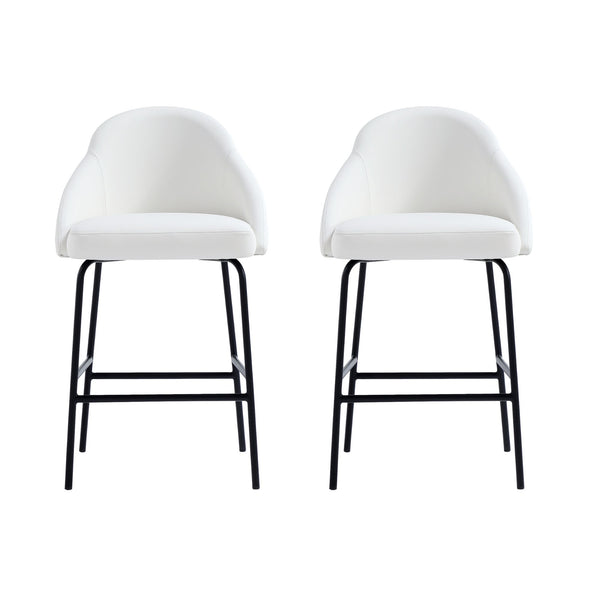 Manhattan Comfort Gracie Leatherette Counter Stools With Steel Legs For Elegant Dining Spaces – Timeless Design White And Black Steel 2-cs019-bwh