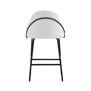 Manhattan Comfort Gracie Leatherette Counter Stools With Steel Legs For Elegant Dining Spaces – Timeless Design White And Black Steel 2-cs019-bwh