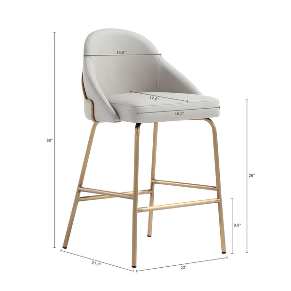 Manhattan Comfort Gracie Leatherette Counter Stools With Steel Legs For Elegant Dining Spaces – Timeless Design Stone And Gold Steel 2-cs019-gst