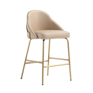 Manhattan Comfort Gracie Leatherette Counter Stools With Steel Legs For Elegant Dining Spaces – Timeless Design Tan And Gold Steel 2-cs019-gtn
