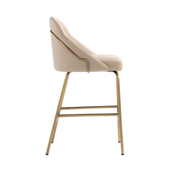 Manhattan Comfort Gracie Leatherette Counter Stools With Steel Legs For Elegant Dining Spaces – Timeless Design Tan And Gold Steel 2-cs019-gtn