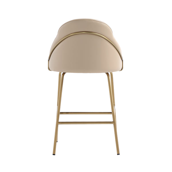 Manhattan Comfort Gracie Leatherette Counter Stools With Steel Legs For Elegant Dining Spaces – Timeless Design Tan And Gold Steel 2-cs019-gtn