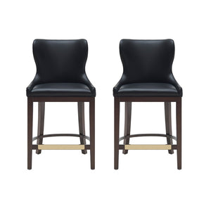 Manhattan Comfort Blair Counter Stool Set Of 2 With Stylish Leatherette And Elegant Beech Wood Legs For Modern Spaces Black Beech Wood 2-cs020-bk