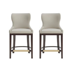 Manhattan Comfort Blair Counter Stool Set Of 2 With Stylish Leatherette And Elegant Beech Wood Legs For Modern Spaces Stone Beech Wood 2-cs020-st