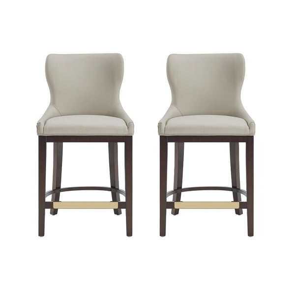 Manhattan Comfort Blair Counter Stool Set Of 2 With Stylish Leatherette And Elegant Beech Wood Legs For Modern Spaces Stone Beech Wood 2-cs020-st