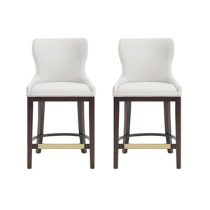 Manhattan Comfort Blair Counter Stool Set Of 2 With Stylish Leatherette And Elegant Beech Wood Legs For Modern Spaces White Beech Wood 2-cs020-wh