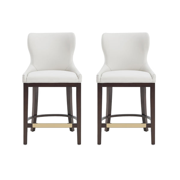 Manhattan Comfort Blair Counter Stool Set Of 2 With Stylish Leatherette And Elegant Beech Wood Legs For Modern Spaces White Beech Wood 2-cs020-wh
