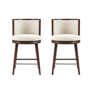 Manhattan Comfort Evalyn Exquisite Chenille Counter Stools With Elegant Beech Wood Frame For Chic Home Décor Cream Beech Wood 2-cs021-cr