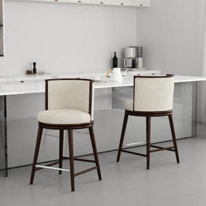 Manhattan Comfort Evalyn Exquisite Chenille Counter Stools With Elegant Beech Wood Frame For Chic Home Décor Cream Beech Wood 2-cs021-cr