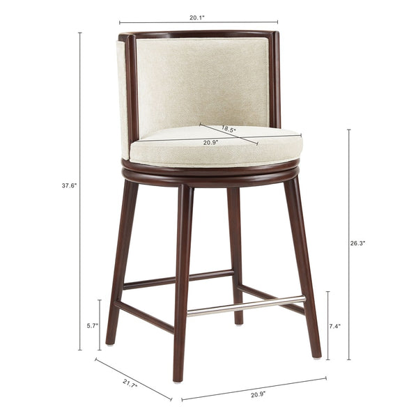 Manhattan Comfort Evalyn Exquisite Chenille Counter Stools With Elegant Beech Wood Frame For Chic Home Décor Cream Beech Wood 2-cs021-cr