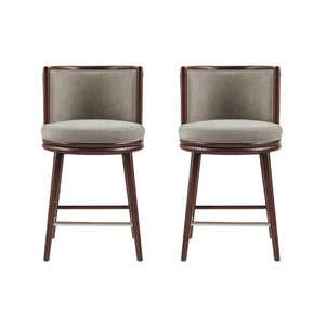 Manhattan Comfort Evalyn Exquisite Chenille Counter Stools With Elegant Beech Wood Frame For Chic Home Décor Cream Beech Wood 2-cs021-do