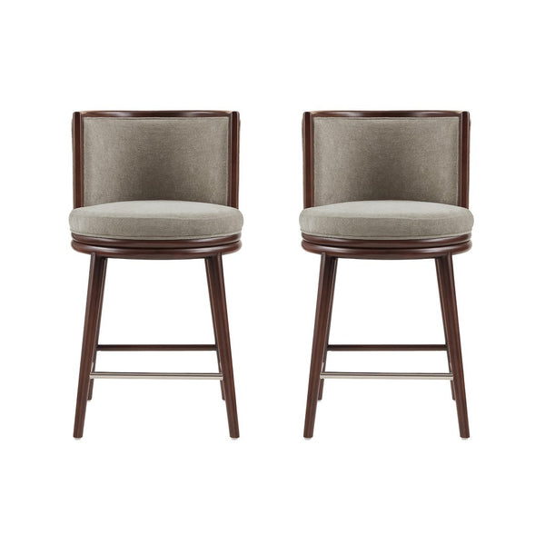 Manhattan Comfort Evalyn Exquisite Chenille Counter Stools With Elegant Beech Wood Frame For Chic Home Décor Cream Beech Wood 2-cs021-do