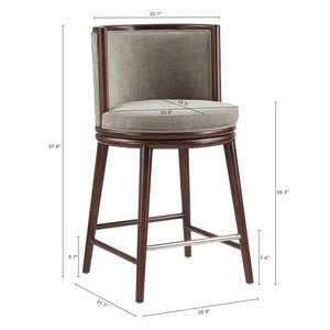 Manhattan Comfort Evalyn Exquisite Chenille Counter Stools With Elegant Beech Wood Frame For Chic Home Décor Cream Beech Wood 2-cs021-do
