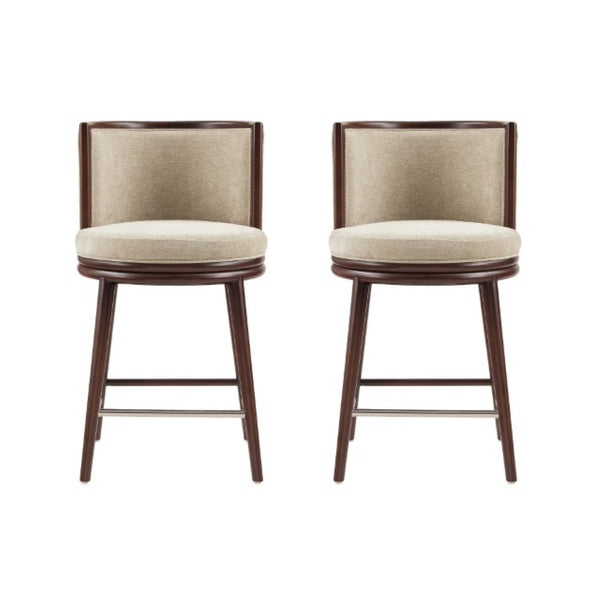 Manhattan Comfort Evalyn Exquisite Chenille Counter Stools With Elegant Beech Wood Frame For Chic Home Décor Natural Beech Wood 2-cs021-na