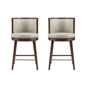 Manhattan Comfort Evalyn Exquisite Chenille Counter Stools With Elegant Beech Wood Frame For Chic Home Décor Stone Beech Wood 2-cs021-st