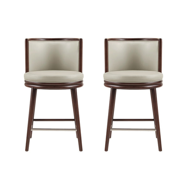 Manhattan Comfort Evalyn Exquisite Chenille Counter Stools With Elegant Beech Wood Frame For Chic Home Décor Stone Beech Wood 2-cs021-st