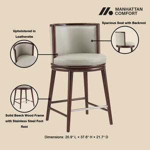Manhattan Comfort Evalyn Exquisite Chenille Counter Stools With Elegant Beech Wood Frame For Chic Home Décor Stone Beech Wood 2-cs021-st