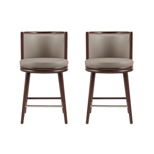 Manhattan Comfort Evalyn Exquisite Chenille Counter Stools With Elegant Beech Wood Frame For Chic Home Décor Taupe Beech Wood 2-cs021-tp