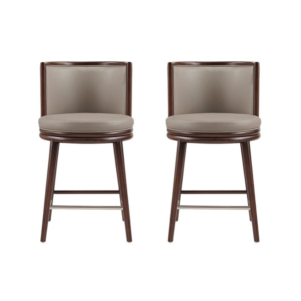 Manhattan Comfort Evalyn Exquisite Chenille Counter Stools With Elegant Beech Wood Frame For Chic Home Décor Taupe Beech Wood 2-cs021-tp