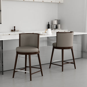 Manhattan Comfort Evalyn Exquisite Chenille Counter Stools With Elegant Beech Wood Frame For Chic Home Décor Taupe Beech Wood 2-cs021-tp