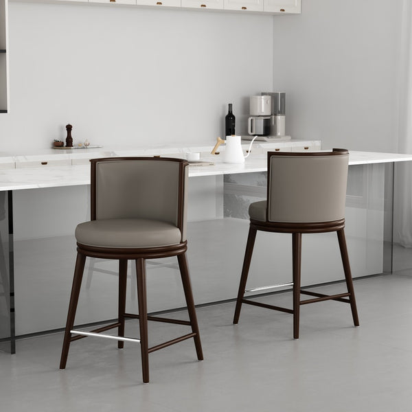 Manhattan Comfort Evalyn Exquisite Chenille Counter Stools With Elegant Beech Wood Frame For Chic Home Décor Taupe Beech Wood 2-cs021-tp