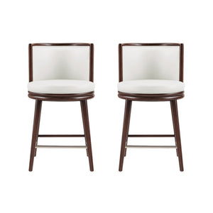 Manhattan Comfort Evalyn Exquisite Chenille Counter Stools With Elegant Beech Wood Frame For Chic Home Décor White Beech Wood 2-cs021-wh