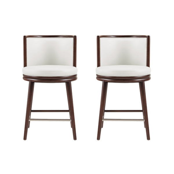 Manhattan Comfort Evalyn Exquisite Chenille Counter Stools With Elegant Beech Wood Frame For Chic Home Décor White Beech Wood 2-cs021-wh