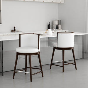 Manhattan Comfort Evalyn Exquisite Chenille Counter Stools With Elegant Beech Wood Frame For Chic Home Décor White Beech Wood 2-cs021-wh