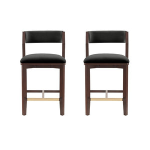 Manhattan Comfort Patricia Velvet Counter Stool With Beech Wood Frame And Glamorous Gold Footrest - Set Of 2 Black Beech Wood 2-cs023-bk
