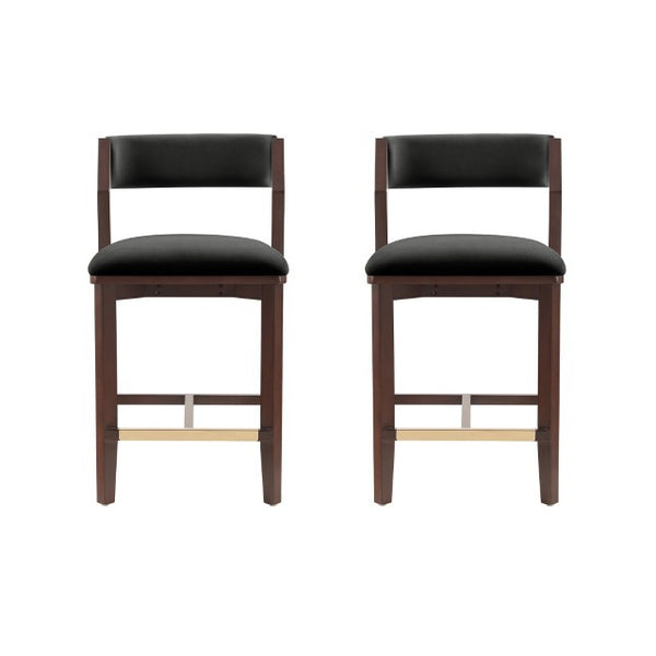 Manhattan Comfort Patricia Velvet Counter Stool With Beech Wood Frame And Glamorous Gold Footrest - Set Of 2 Black Beech Wood 2-cs023-bk
