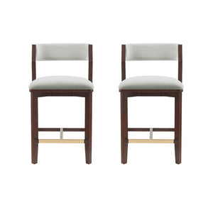 Manhattan Comfort Patricia Velvet Counter Stool With Beech Wood Frame And Glamorous Gold Footrest - Set Of 2 White Glacier Beech Wood 2-cs023-wh