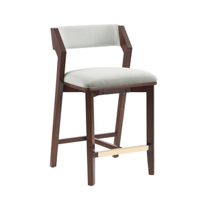 Manhattan Comfort Patricia Velvet Counter Stool With Beech Wood Frame And Glamorous Gold Footrest - Set Of 2 White Glacier Beech Wood 2-cs023-wh